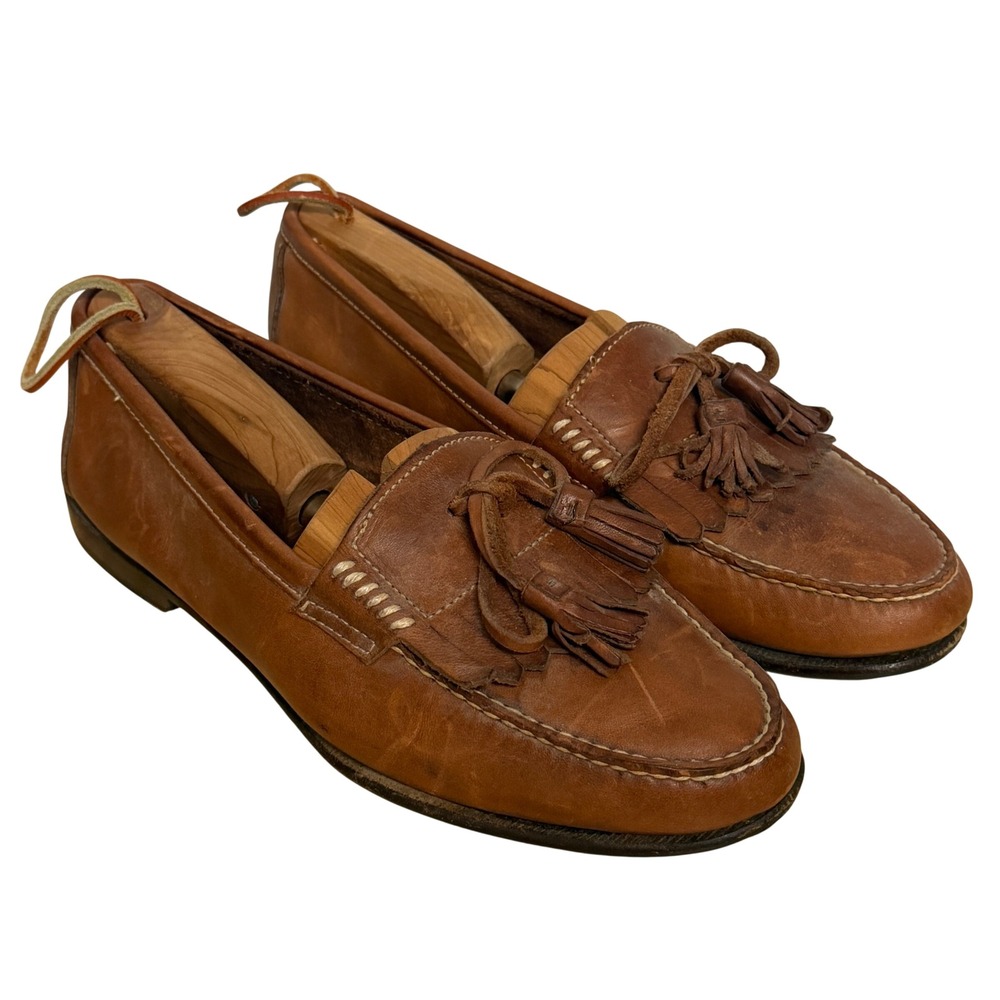 Bass Tassel Kiltie Loafers Brown Leather Slip On Shoes Size 10‎ M